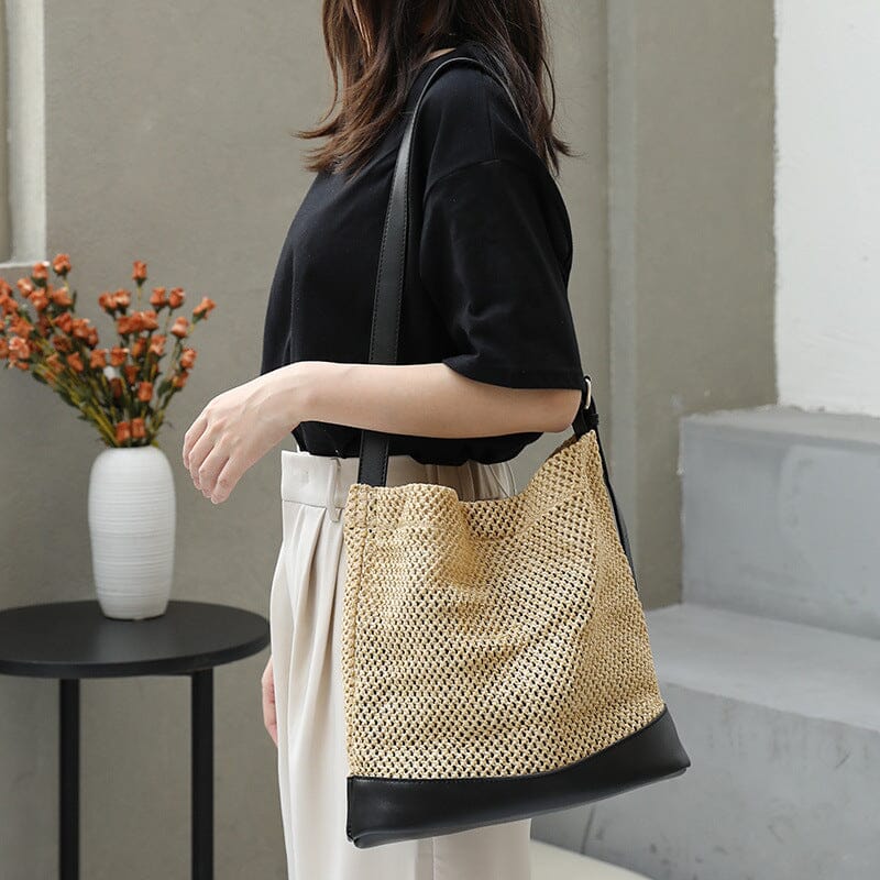 Women Fashion Casual Plaited Hollow Shoulder Bag