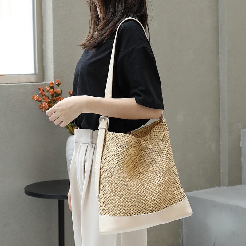 Women Fashion Casual Plaited Hollow Shoulder Bag