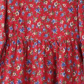 women floral cotton linen dress plus size clothing O neck wrinkled linen maxi dress vintage long sleeve baggy dresses - Omychic