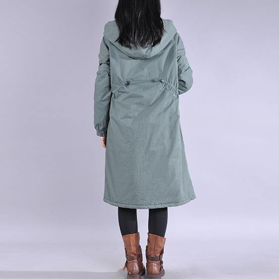 women green coat plus size snow jackets drawstring hooded winter coats - Omychic