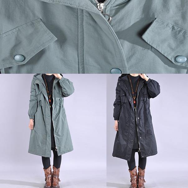 women green coat plus size snow jackets drawstring hooded winter coats - Omychic