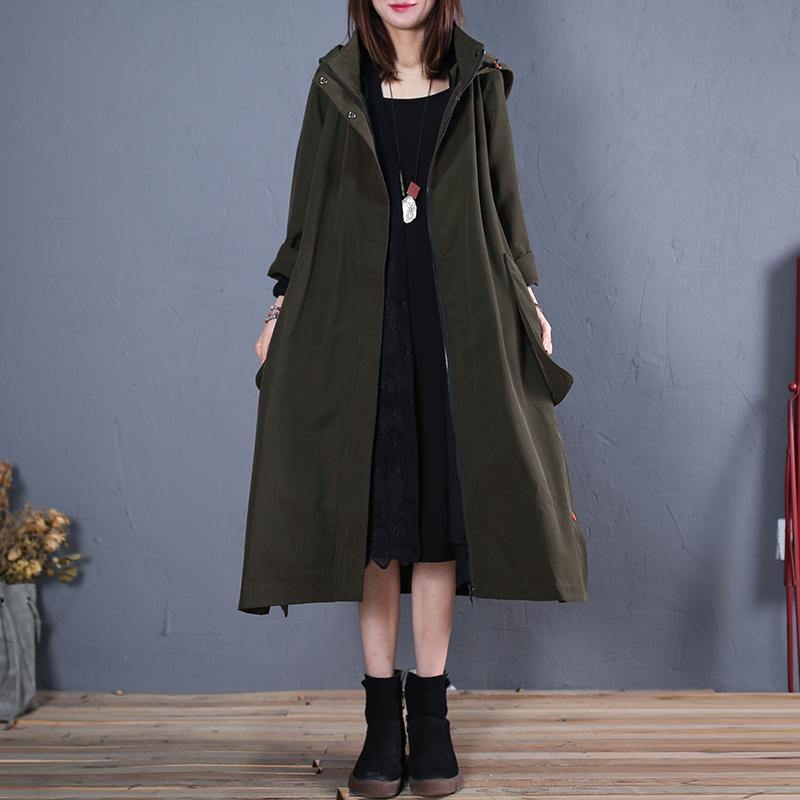 women green side open wool coat oversize coats fall woolen outwear hooded - Omychic