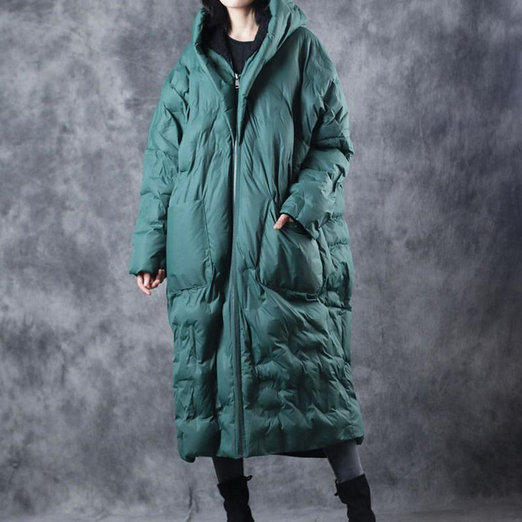 women green winter parka trendy plus size warm winter down coats hooded quilted coat women zippered pockets winter cotton outwear - Omychic