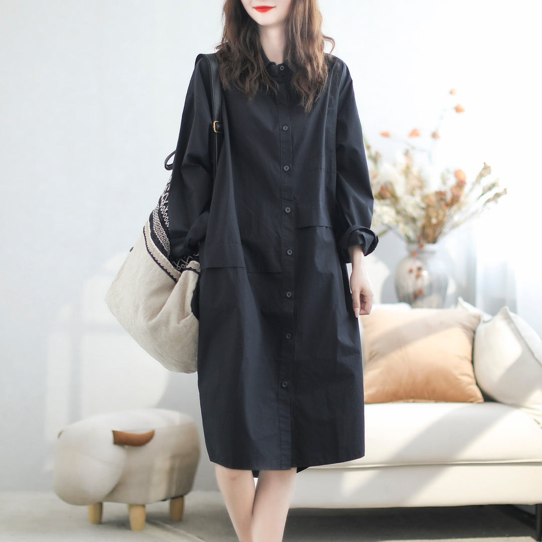 Women Minimalist Casual Loose Cotton Dress