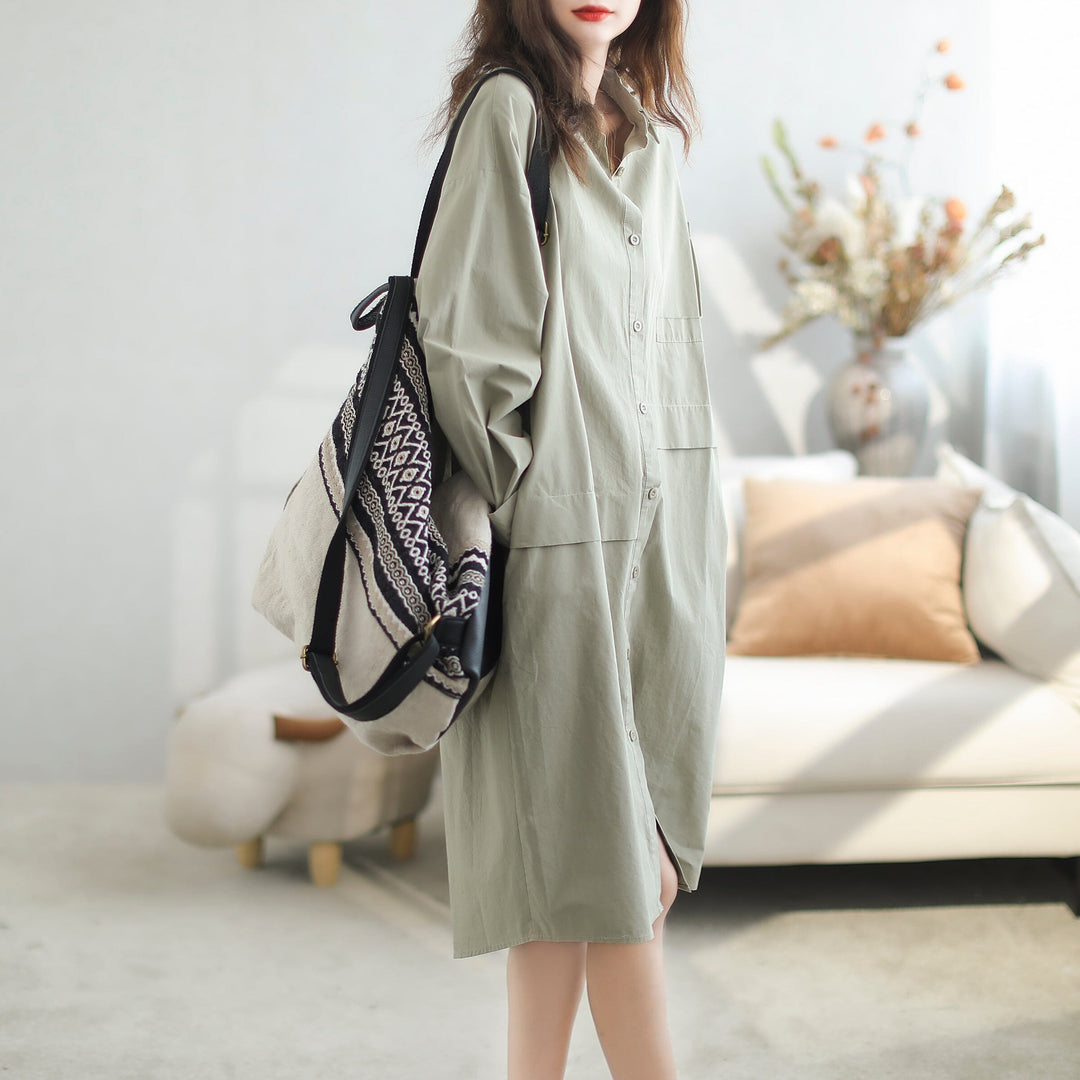 Women Minimalist Casual Loose Cotton Dress