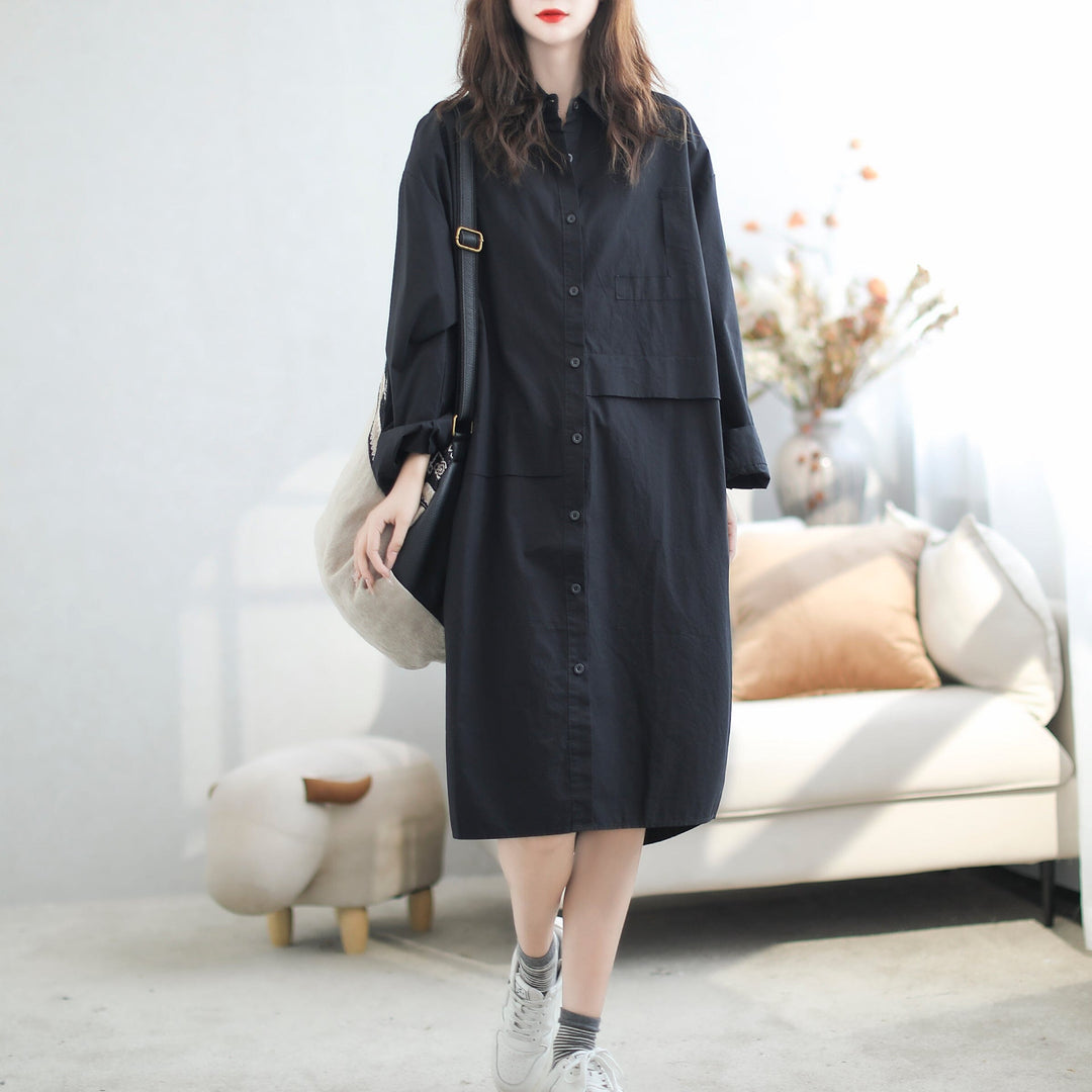 Women Minimalist Casual Loose Cotton Dress