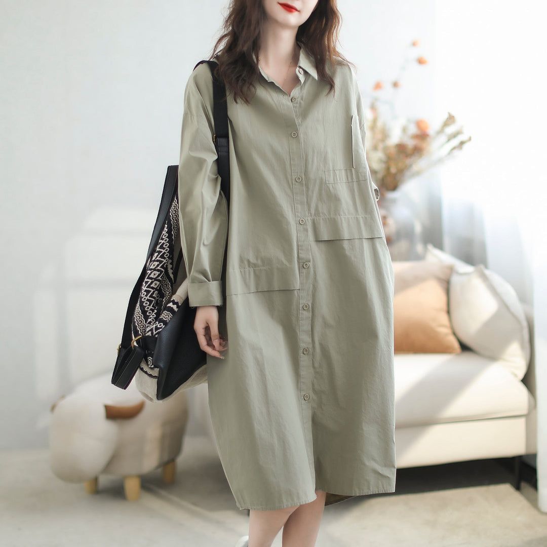 Women Minimalist Casual Loose Cotton Dress