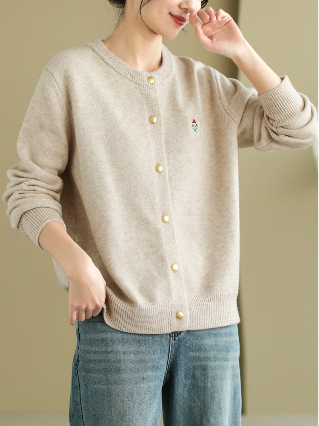 Women Minimalist Fashion Casual Embroidery Cardigan