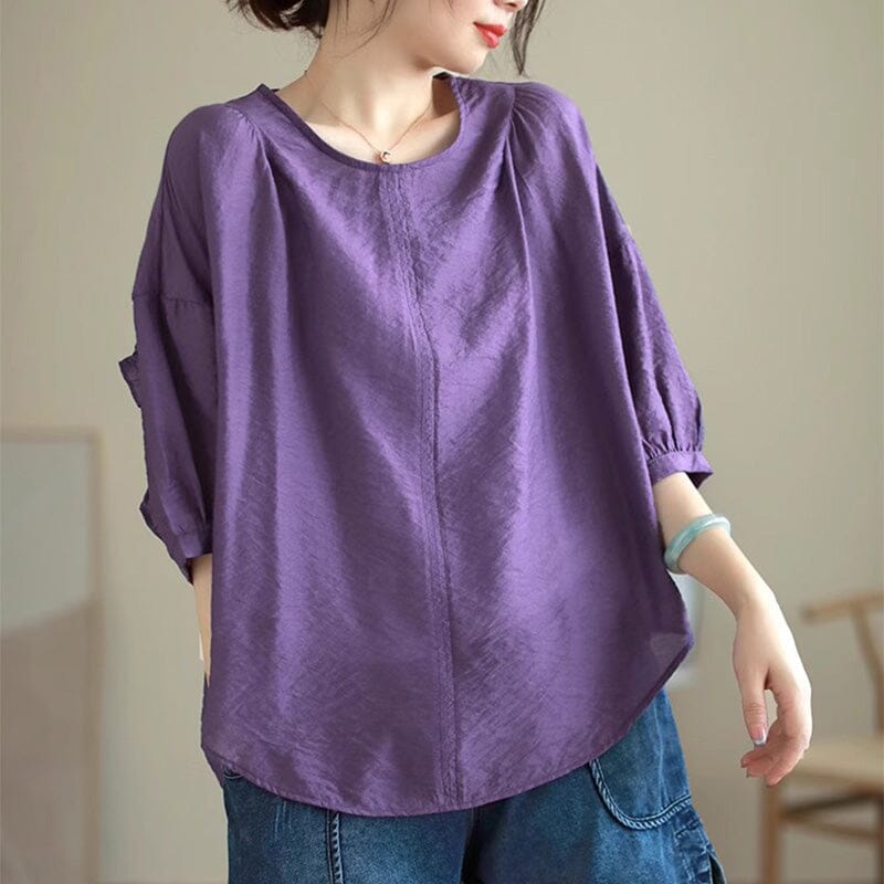 Women Minimalist Solid Color Casual Loose Tops Summer