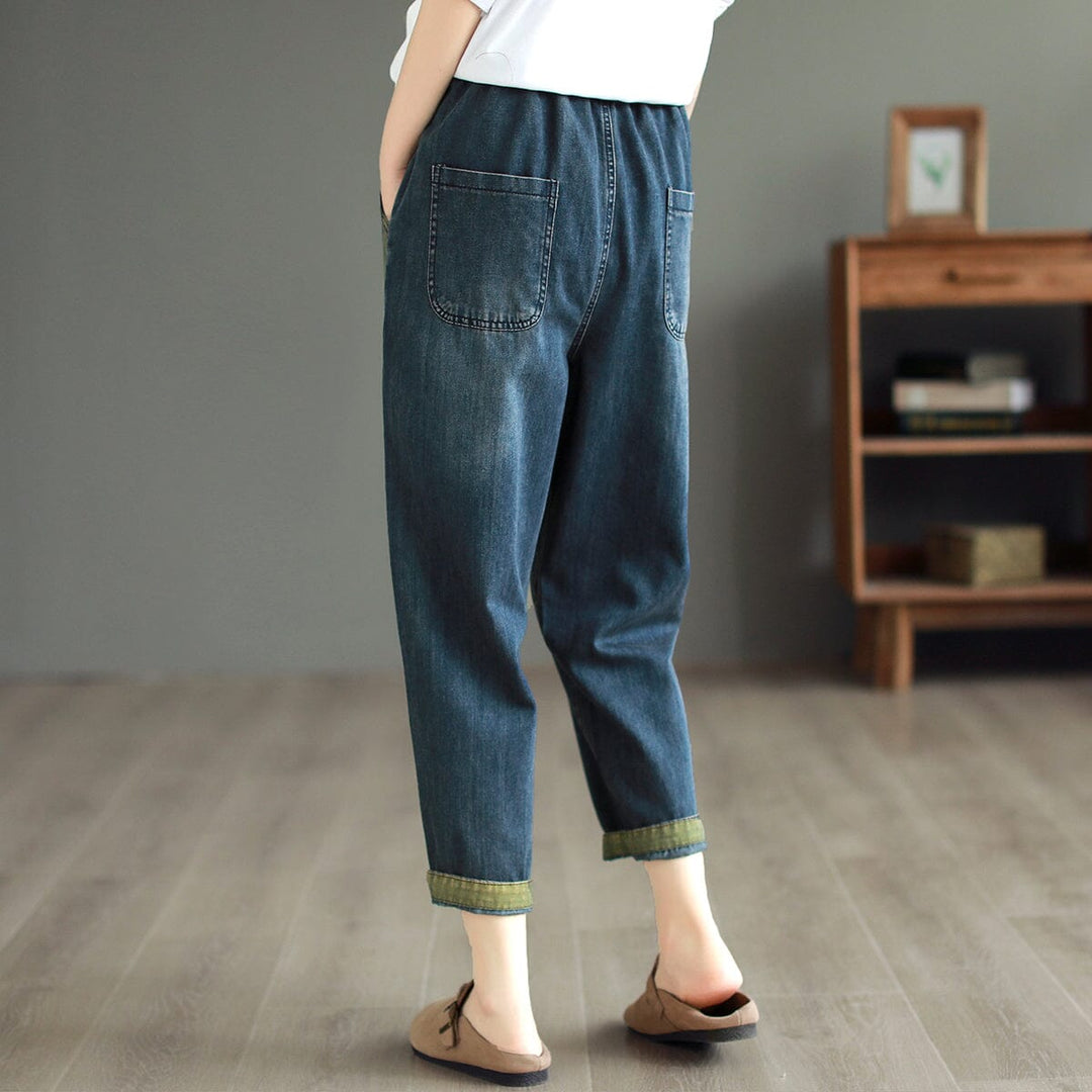 Women Patchwork Summer Casual Harem Denim Pants