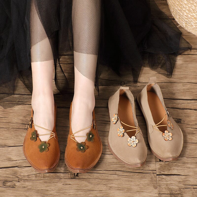 Women Retro Leather Spring Casual Shoes