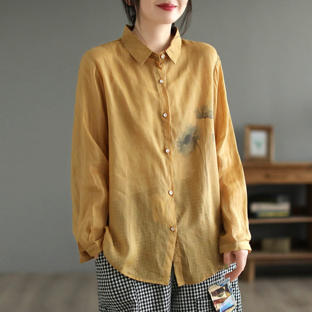 Women Retro Loose Spring Cotton Linen Blouse