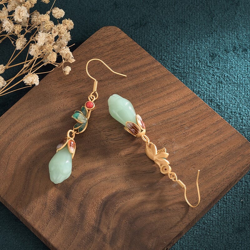 Women Retro Vintage Jade Earrings