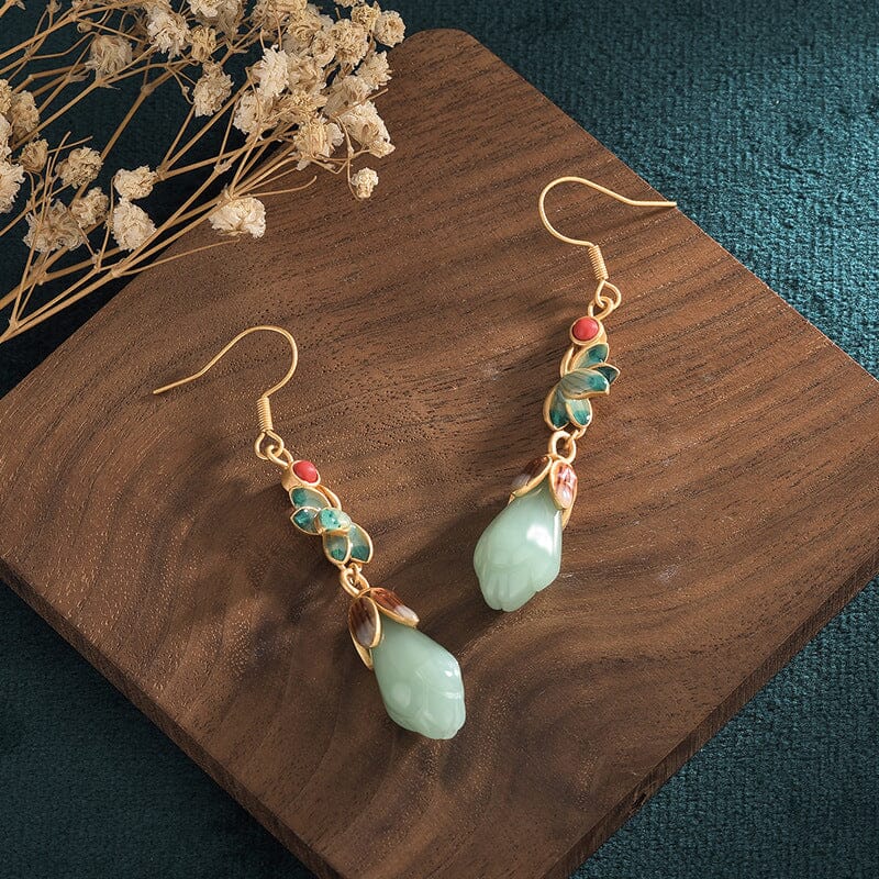 Women Retro Vintage Jade Earrings