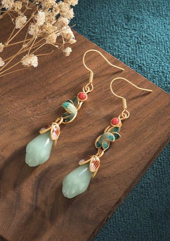 Women Retro Vintage Jade Earrings