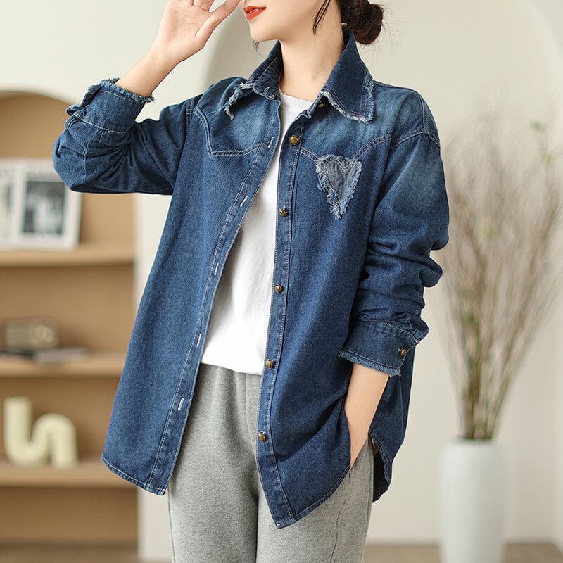 Women Spring Casual Fashion Denim Blouse