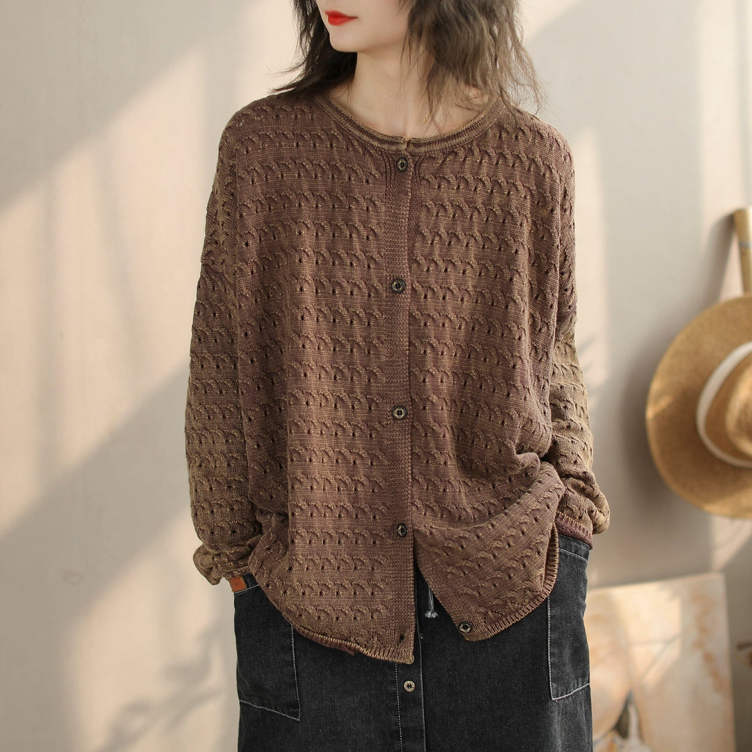 Women Spring Casual Jacquard Knitted Cardigan