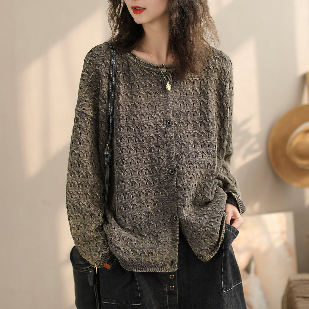 Women Spring Casual Jacquard Knitted Cardigan