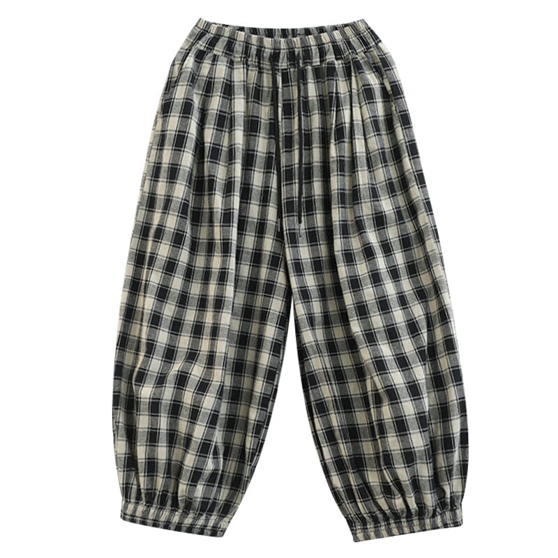 Women Spring Casual Loose Plaid Harem Pants