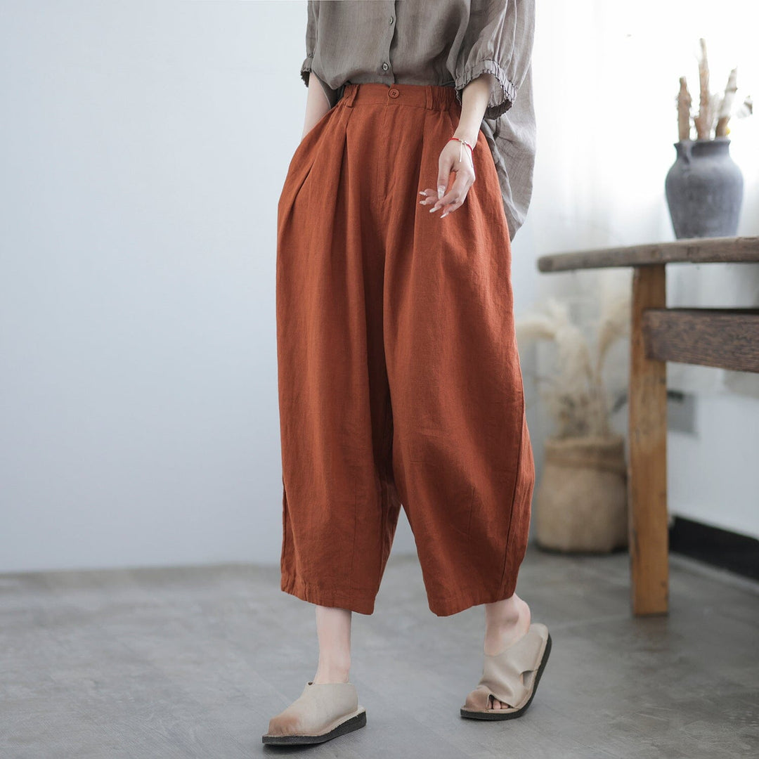 Women Spring Casual Loose Solid Patchwork Pants