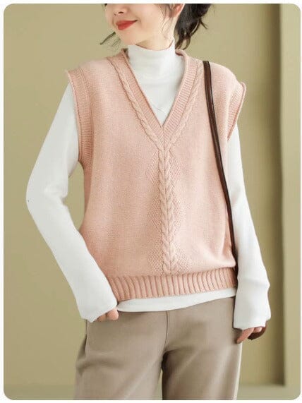 Women Spring Casual V-neck Knitted Waistcoat