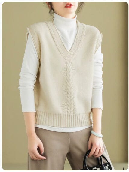 Women Spring Casual V-neck Knitted Waistcoat