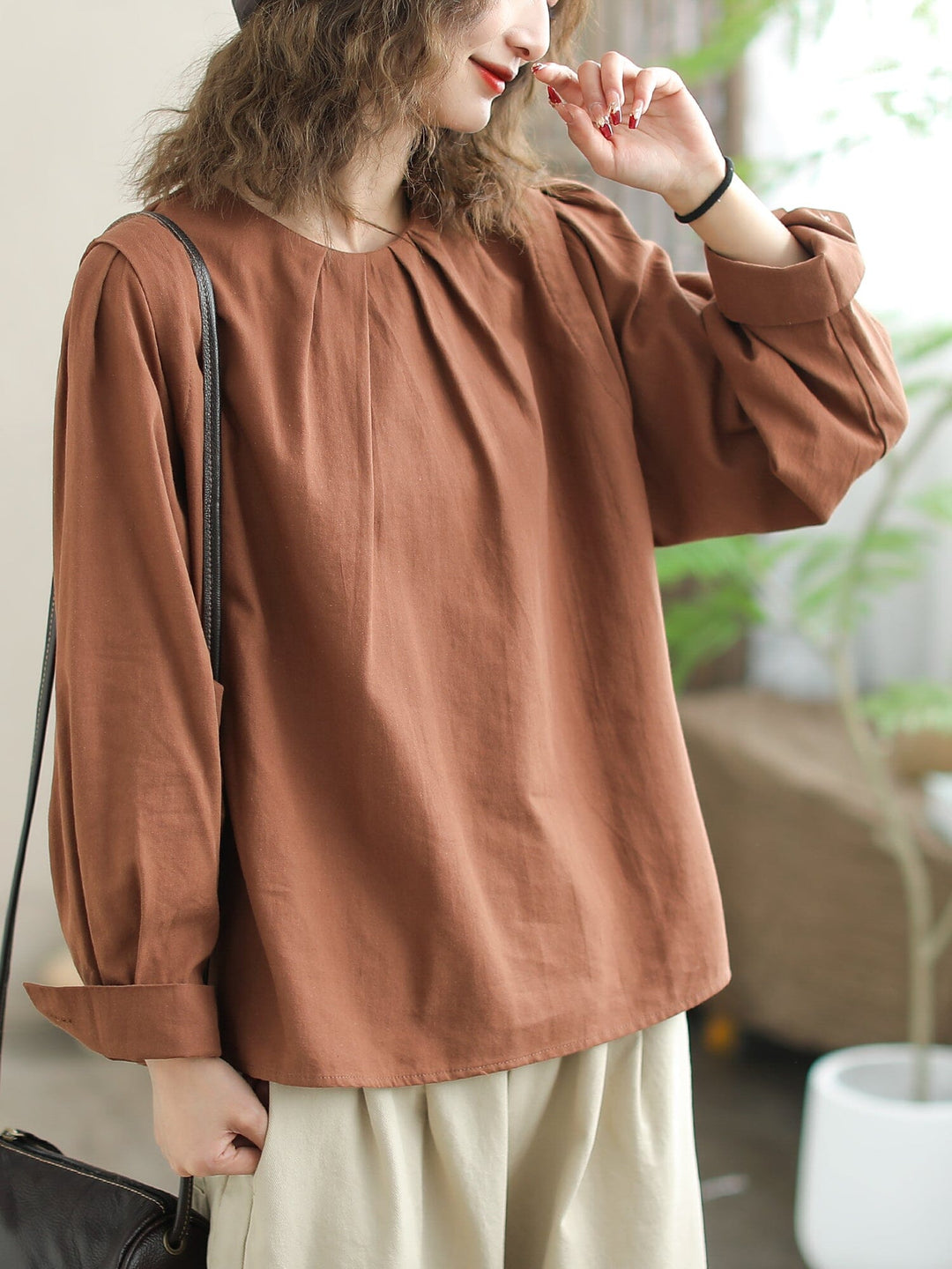 Women Spring Cotton Loose Casual Blouse