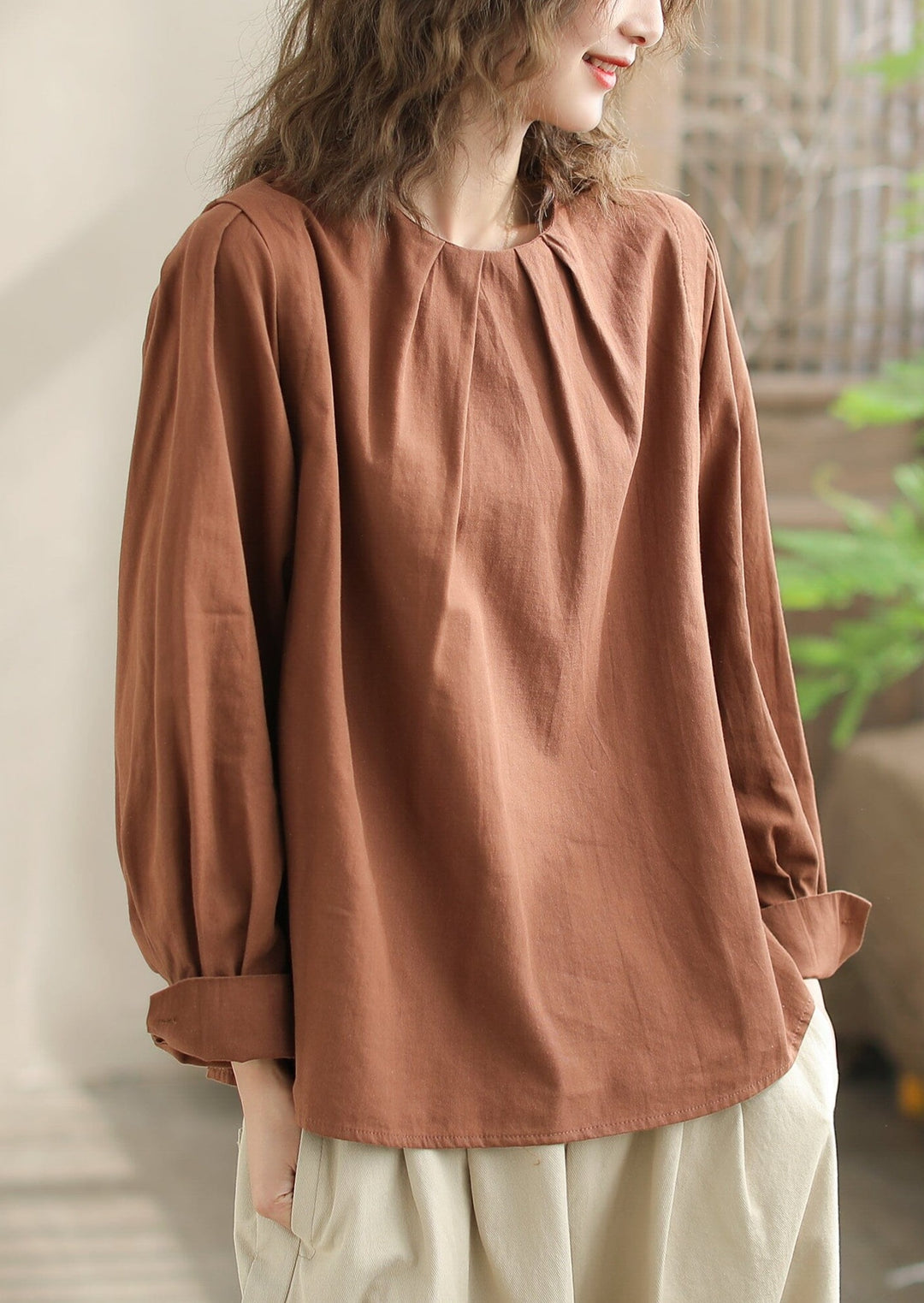 Women Spring Cotton Loose Casual Blouse