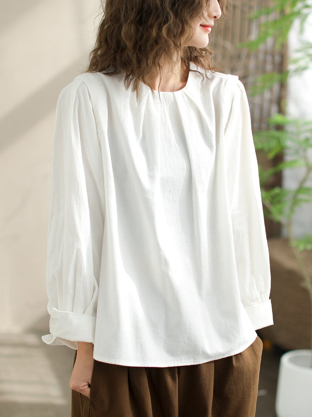 Women Spring Cotton Loose Casual Blouse