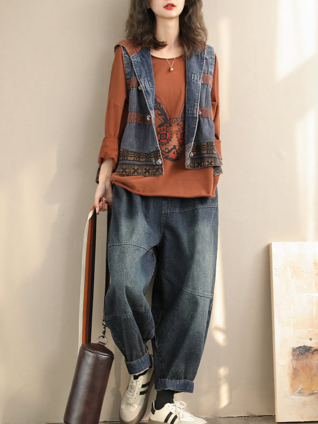 Casual Spring Minimalist Cotton Denim Waistcoat