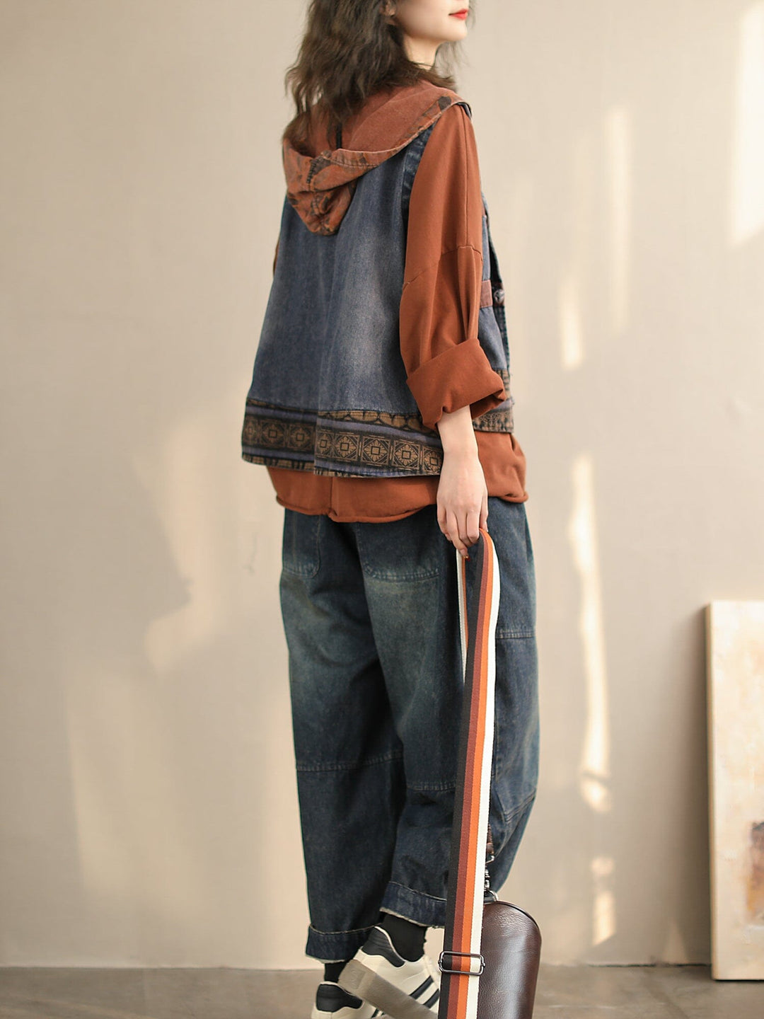 Casual Spring Minimalist Cotton Denim Waistcoat