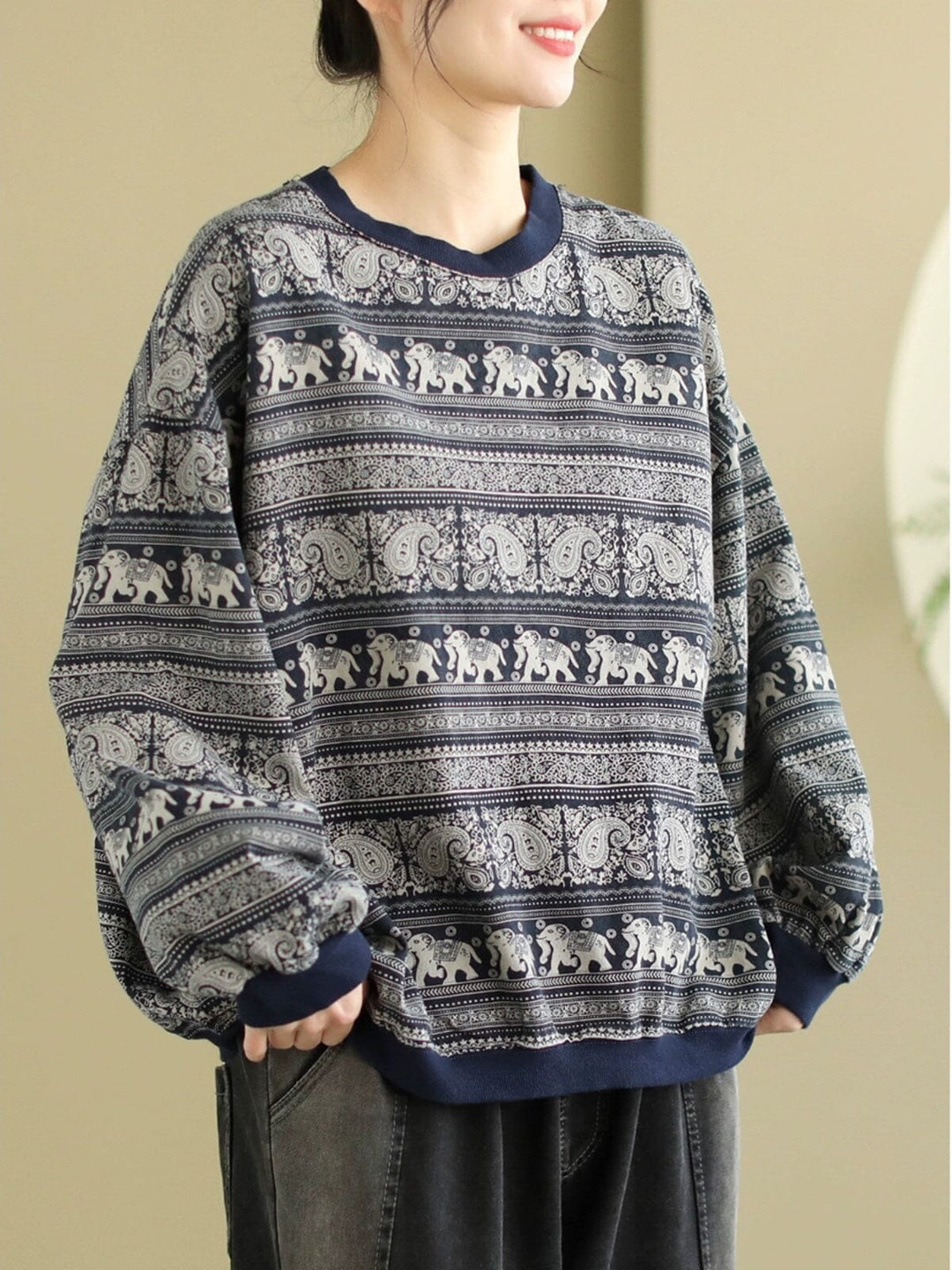 Women Spring Retro Fashion Loose Casual Sweater