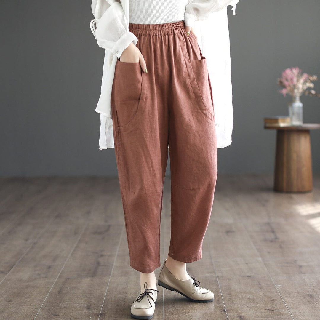 Women Spring Retro Loose Casual Linen Pants