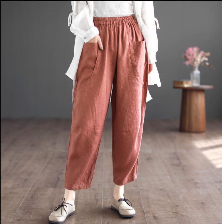 Women Spring Retro Loose Casual Linen Pants