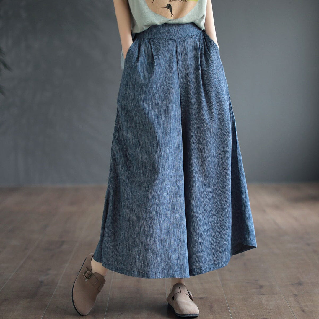 Causal Summer Cotton Solid Wide Leg Pants