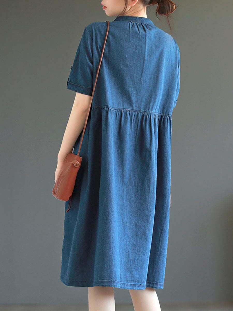 Women Summer Casual Fashion Cotton Denim Dress