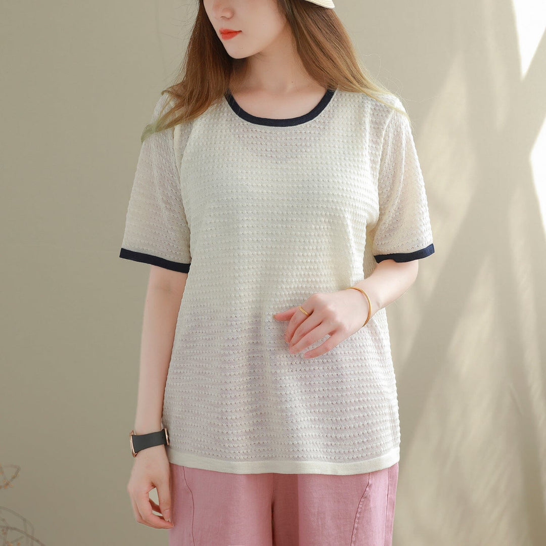 Women Summer Casual Fashion Knitted T-Shirt