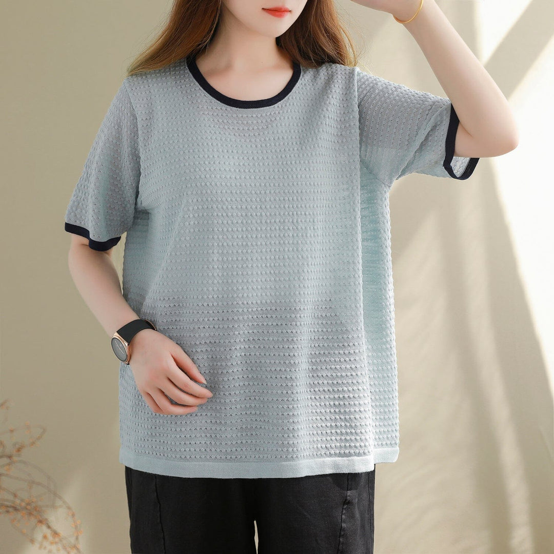 Women Summer Casual Fashion Knitted T-Shirt