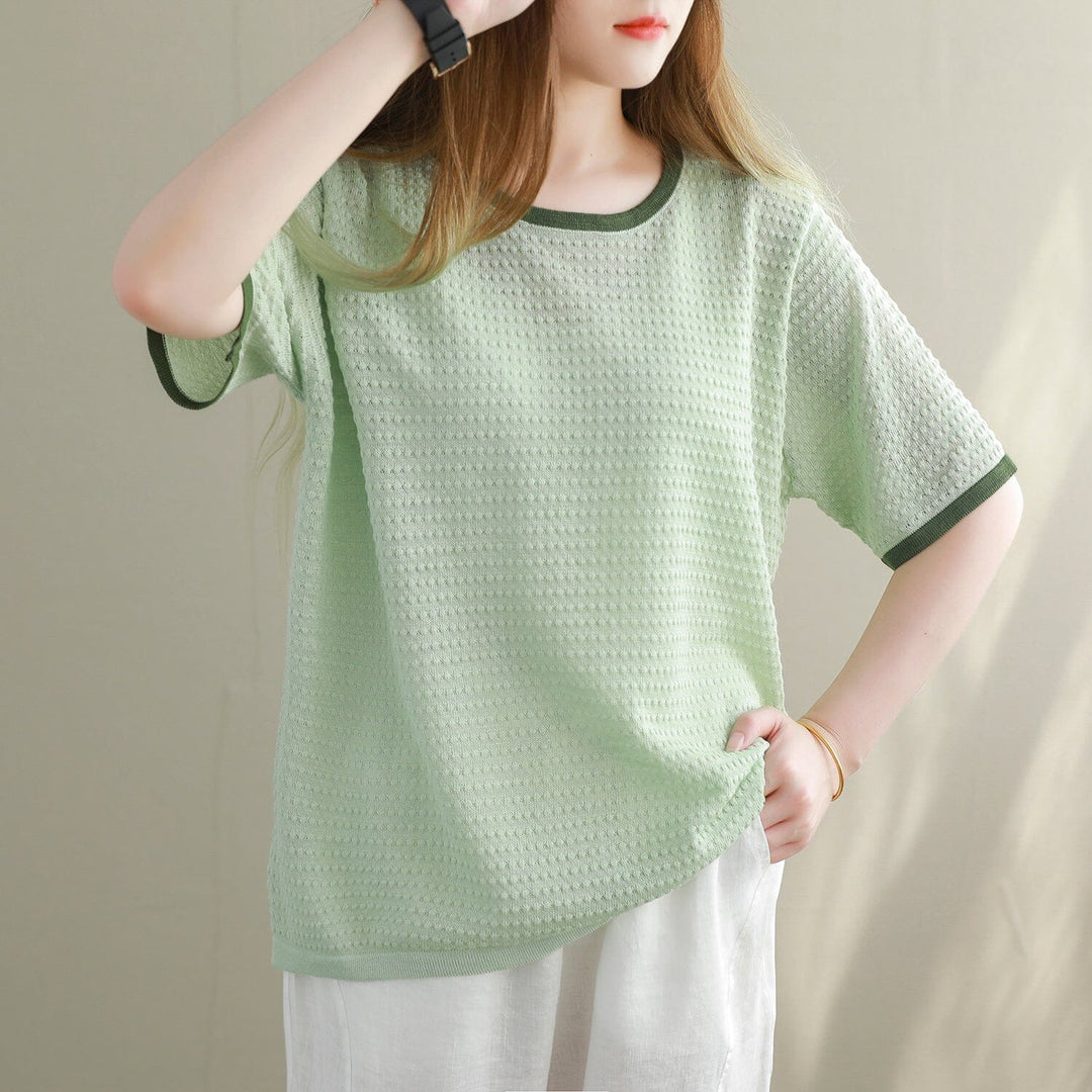 Women Summer Casual Fashion Knitted T-Shirt