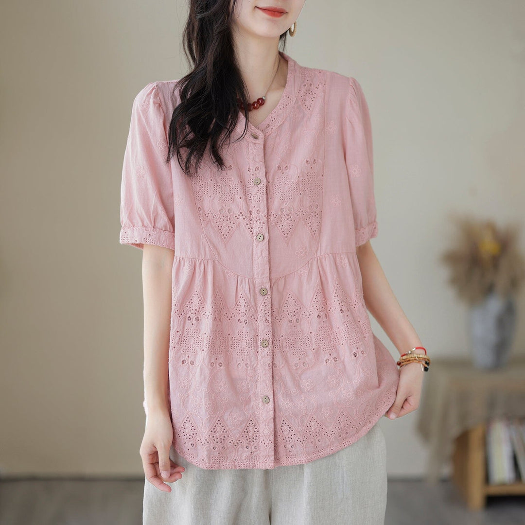 2023 Summer Casual Linen Embroidery T-Shirt