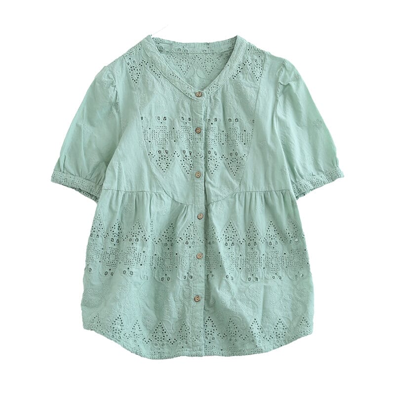 2023 Summer Casual Linen Embroidery T-Shirt