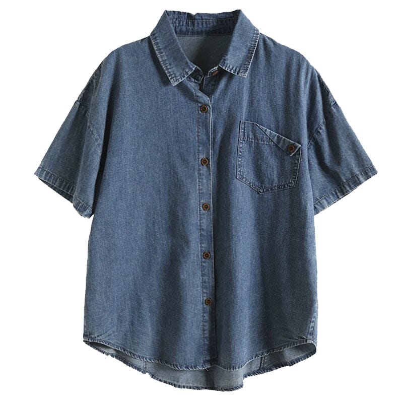 Women Summer Casual Cotton Denim Blouse