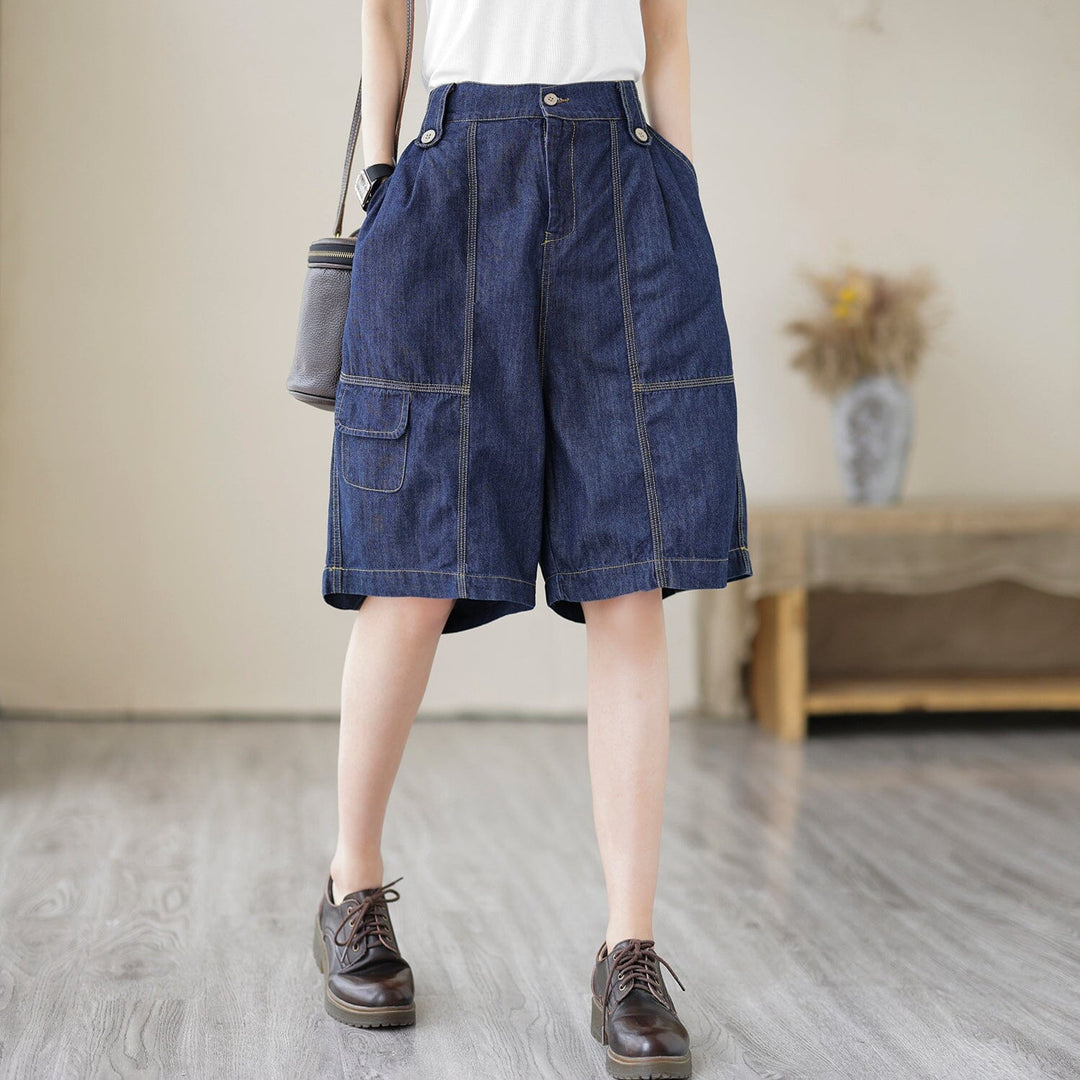 Summer Loose Casual Patchwork Denim Shorts