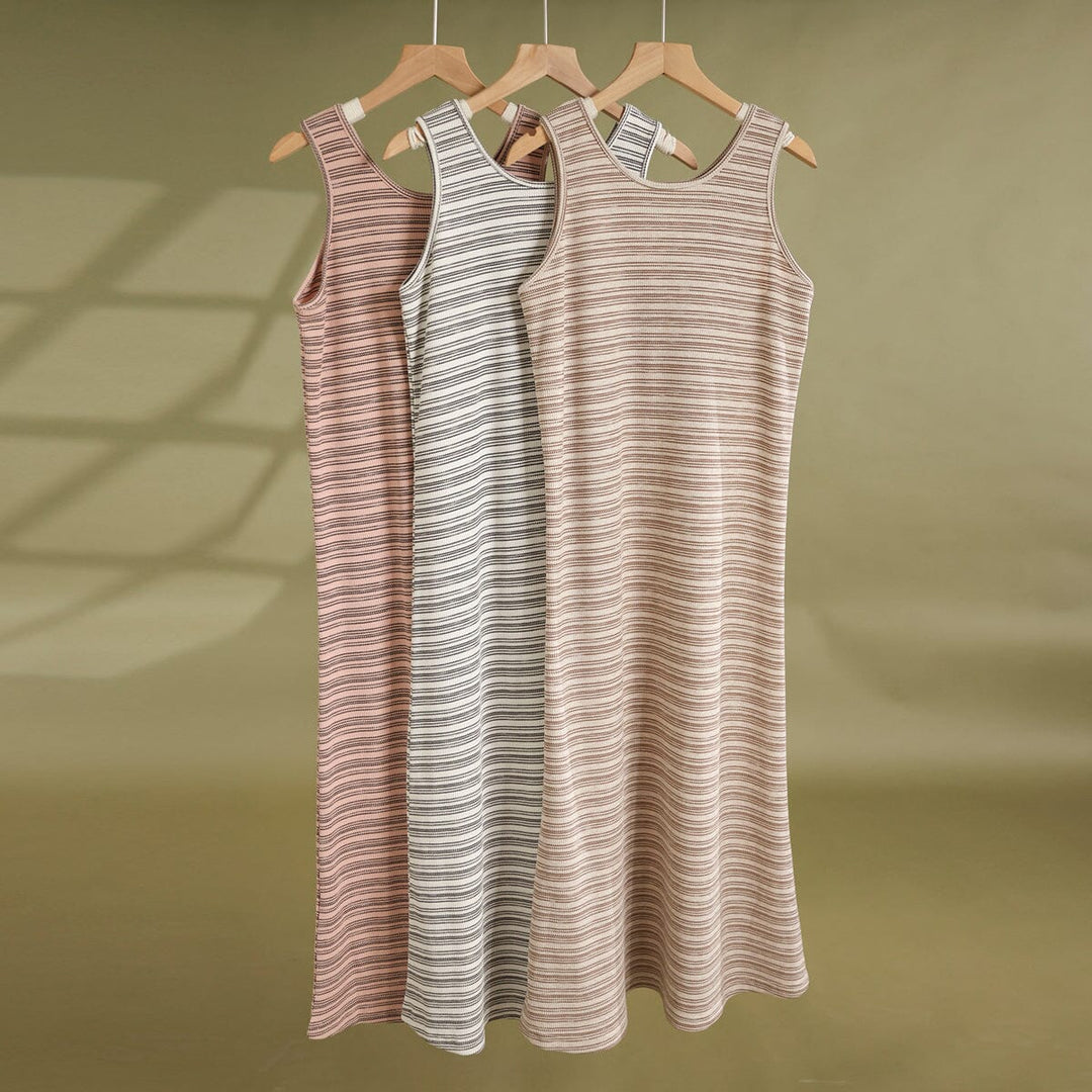 Summer Casual Stripe Cotton Dress Sleeveless