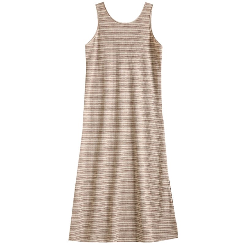 Summer Casual Stripe Cotton Dress Sleeveless