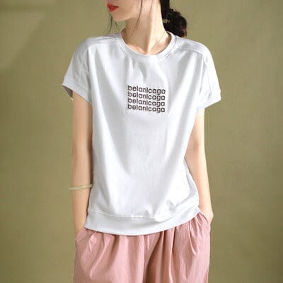 Women Summer Fashion Casual Loose Cotton Tops