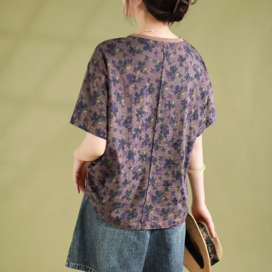 Women Summer Floral Cotton Casual Tops