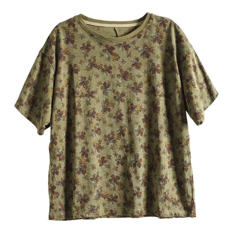 Women Summer Floral Cotton Casual Tops