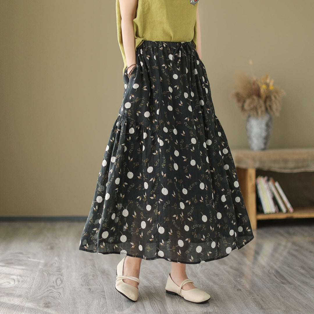 Women Summer Floral Print Casual A-Line Skirt