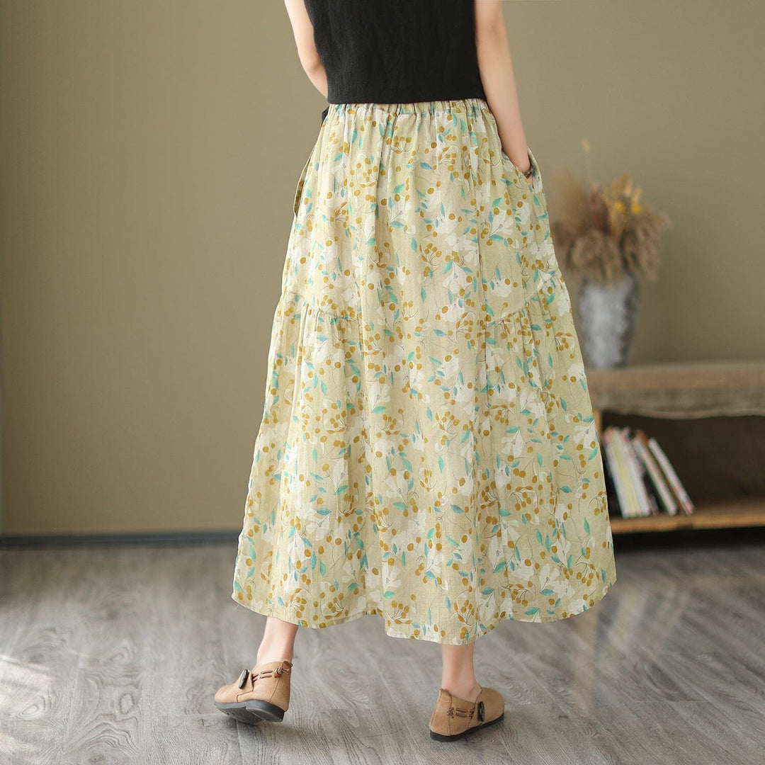 Women Summer Floral Print Casual A-Line Skirt